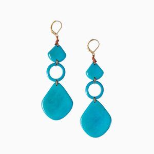 171 TAGUA Turquoise Blue Estela Earrings Sustainable Vegan Ivory Tagua N…